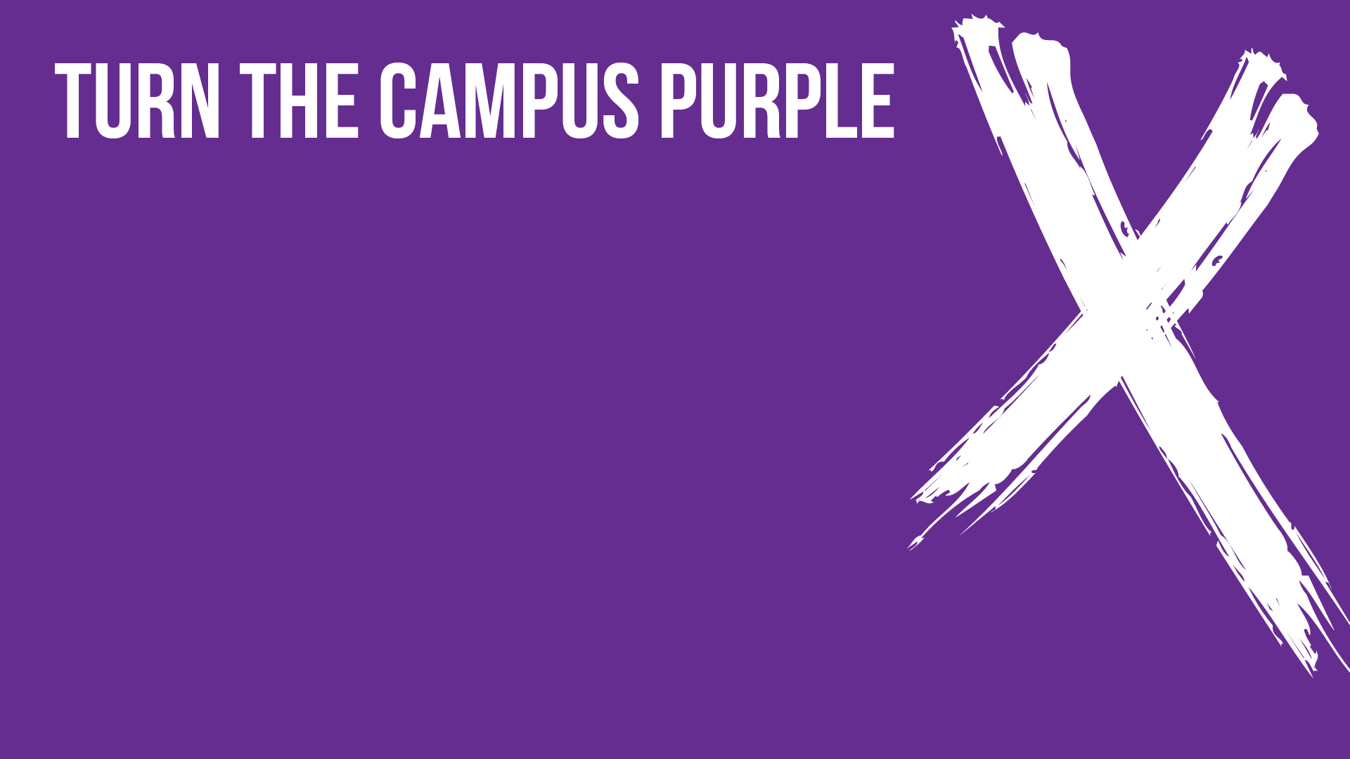 Turn the Campus Purple Zoom Background image with End Sexual Violence X graphic