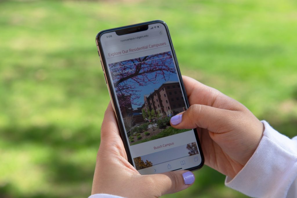 Visiting Residence Life Website on Mobile Phone