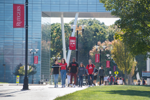 Students walk on Livingston campus