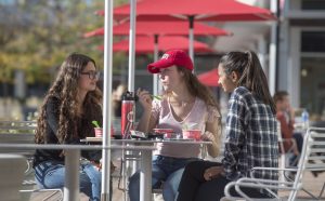 Students enjoying a mid day snack on Livingston campus